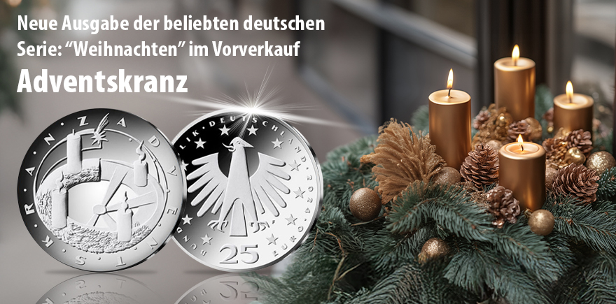 Deutschland 25 Euro Silber 2024 Adventskranz Weihnachten