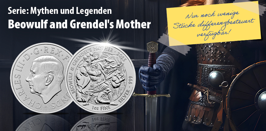 1 Unze Silber 2025 Beowulf and Grendel's Mother, Mythen und Legenden