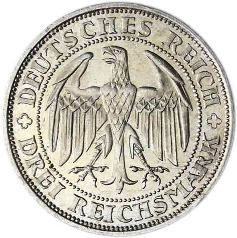 Jäger-338-Weimarer-Republik-3-Reichsmark-1929-bfr-Mzz-E-Meißen-I