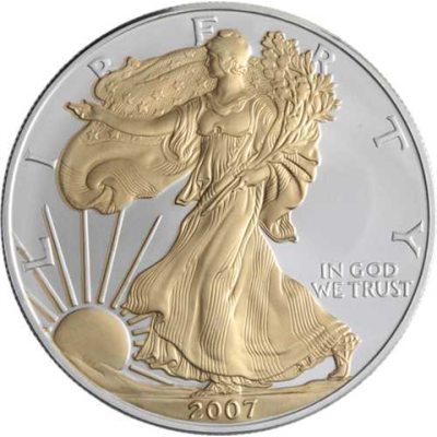 USA-1Dollar-2007-AGstgl-Lieberty-Vergoldet-RS