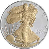 USA-1Dollar-2007-AGstgl-Lieberty-Vergoldet-RS