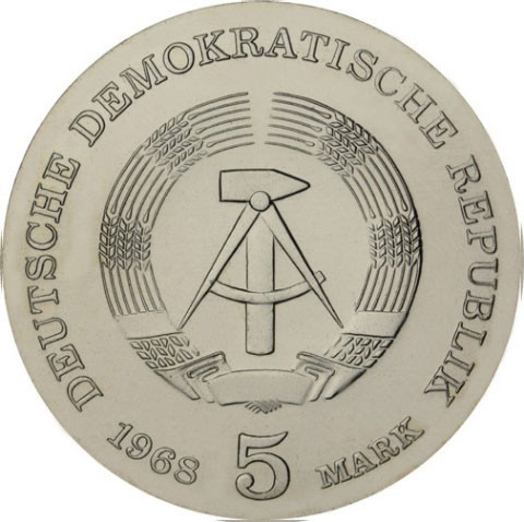 DDR 5 Mark 1968 Stgl. 125. Geburtstag von Robert Koch Sonderpreis