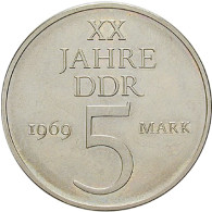 DDR Nickelprobe 5 Mark Münze 1969 - 20 Jahre DDR