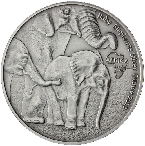 Gabun-1000-Francs-2013-Stgl-Silber-Elefanten-Babys-I