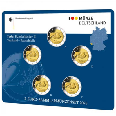 Deutschland-5x2Euro-2025-Stempelglanz-Münzen-Saarschleife-Folder-RS-VS