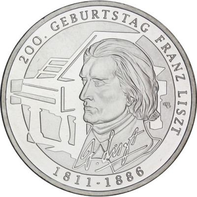 BRD 10 Euro Silber 2011 Gedenkmünze Franz Liszt