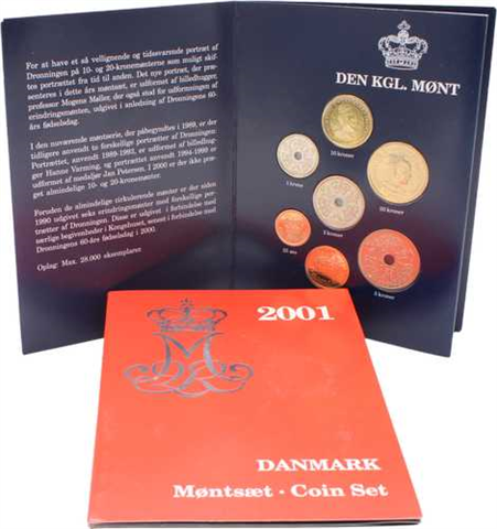 Dänemark-38,75Kroner-2001-stgl-Kurssatz-Folder