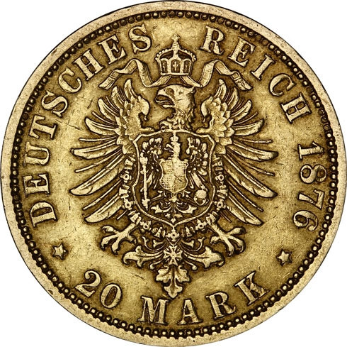 Kaiserreich 20 Mark 1875 - 1887 Statdwappen Hamburg J.210