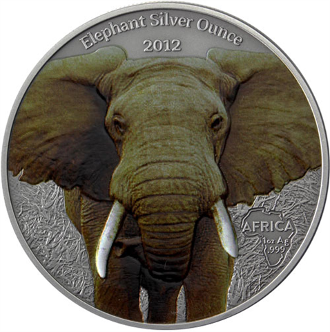 Gabun-1000Francs-2012-AgAf-Elefant-Farbmotiv-RS