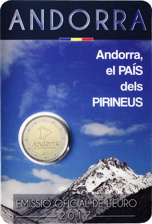 2 Euro Gedenkmünze Pyrenäen von 2017 aus Andorra