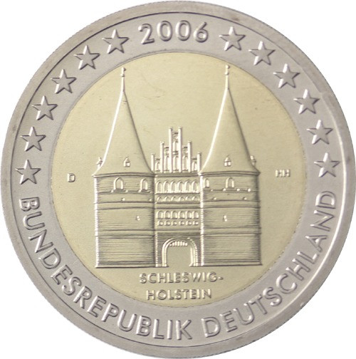 Deutschland 2 Euro 2006 bfr. Holstentor Lübeck im Satz A - J