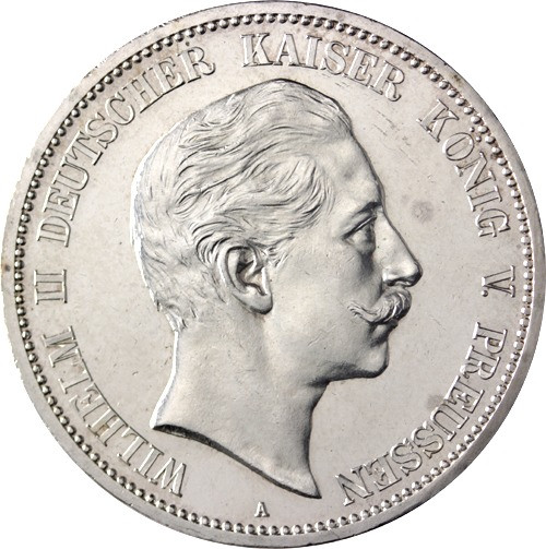 Preußen 5 Mark 1888 Wilhelm II König und Kaiser Jäger 101