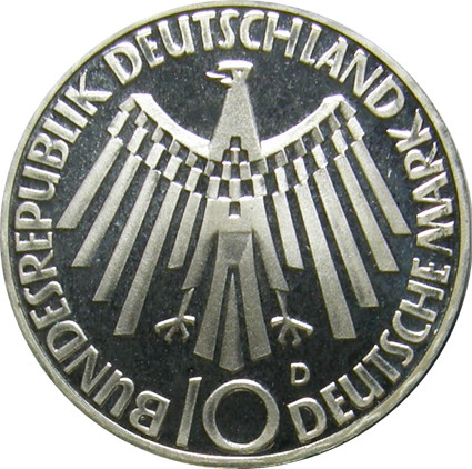 Deutschland-10DM-1972-AGstgl-oly.StrahlenspiraleMünchen-RS