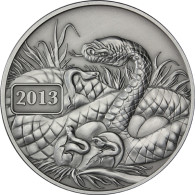 1 Oz Silber Lunar Schlange 2013 - Tokelau Silver Ounce Antique Finish