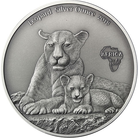 Kamerun 1 Oz Silber 2018 Leoparden Antik-Finish