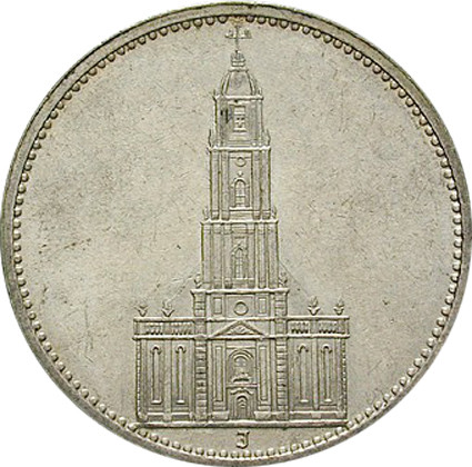 Drittes Reich 5 Reichsmark 1934 - 1935 Garnisonkirche, Jäger 357