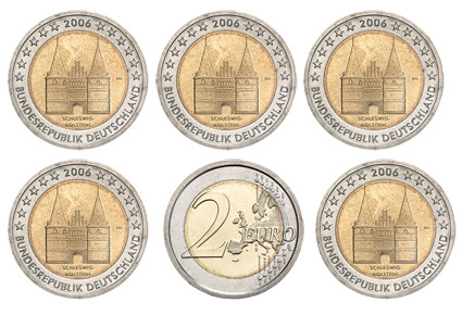 Deutschland 2 Euro 2006 bfr. Holstentor Lübeck im Satz A - J