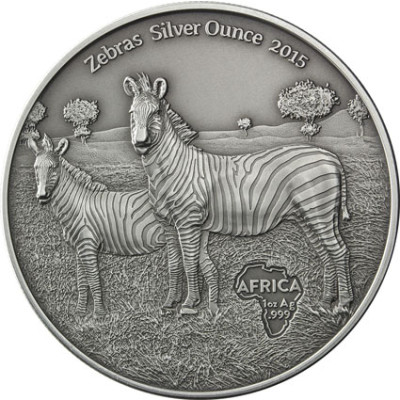 Silbermünzen Zebras Silver Ounces 2015