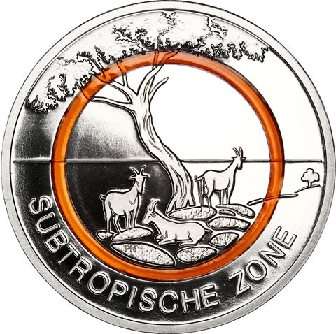 5 Euro Münze 2018 Subtropische Zone - Deutschland - Klimazone der Erde Polymerring Orange im Etui