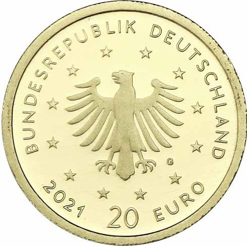 Deutschland 20 Euro Goldmünze 2021 Schwarzspecht Mzz. G