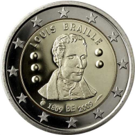 Belgien 2 Euro 2009 PP Blindenschrift Louis Braille