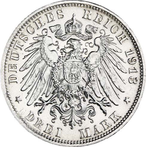 Kaiserreich 3 Mark 1913 Sachsen Völkerschlachtsdenkmal Leipzig zum Sonderpreis I