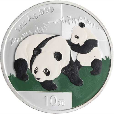 China-10Yuan-2008-AG-Panda-Farbveredelung-FD-VS