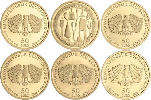 Deutschland-5x50-Euro-Gold-2023-Ernährung-Satz