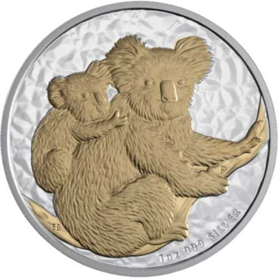 Australien-1 Dollar-2008-AGstgl-Koala-Goldveredelung-RS