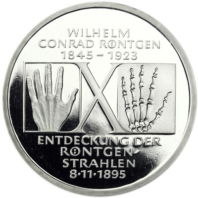 Deutschland 10 DM Münze 1995 PP - Wilhelm Konrad Röntgen