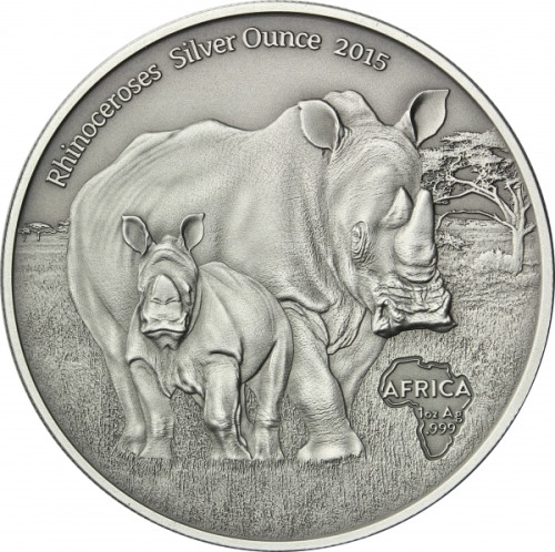 Kongo 1 Oz Silber 2015 Nashörner Münze 