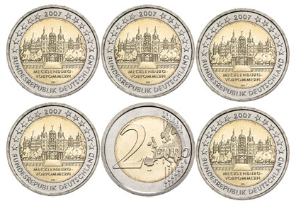 Deutschland 2 Euro 2007 bfr. Schloss Schwerin im Satz A - J