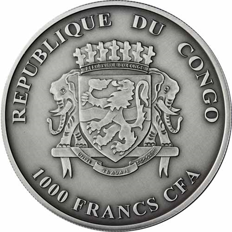 Congo-1000-Francs-Antique-Finish-2013-Nilpferd-Hippo-Silver-Ounce-I