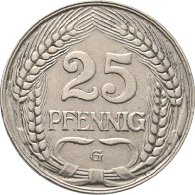 Kaiserreich-25-Pfennig-1909-1912-Jäger-18-I