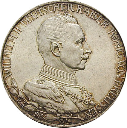 Preussen 3 Mark 1913 Regierungsjubiläum von Wilhelm II, Jäger 112