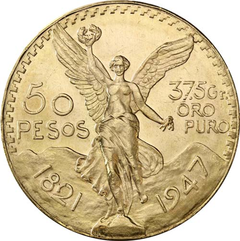 Mexiko-50Pesos-Goldmünze-Centenario-Freiheitsstatue-RS