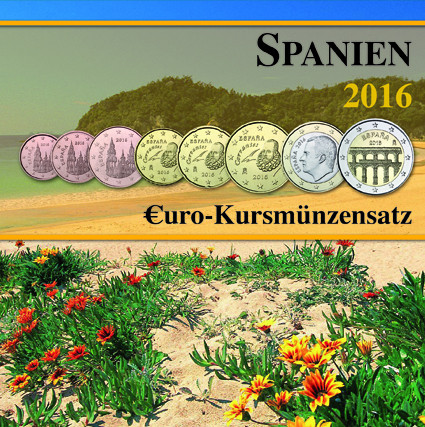 Spanien 3,88  Euro 2016  bfr KMS - Sondersatz  mit 2 Euro Aquädukt von Segovia  im Folder 