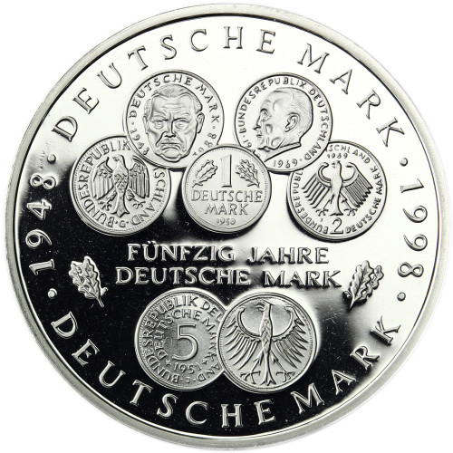 Deutschland 10 DM Münze 1998 PP - 50 Jahre Deutsche Mark