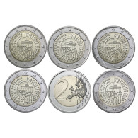 Deutschland 5 x 2 Euro 2015, Komplettsatz 25 Jahre Deutsche Einheit, Münzeichen A D F G J