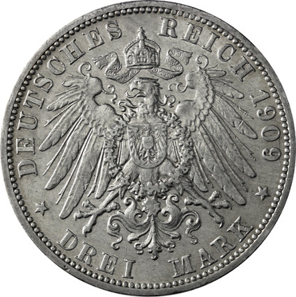 Preussen 3 Mark 1908 - 1912 Wilhelm II, Jäger 103