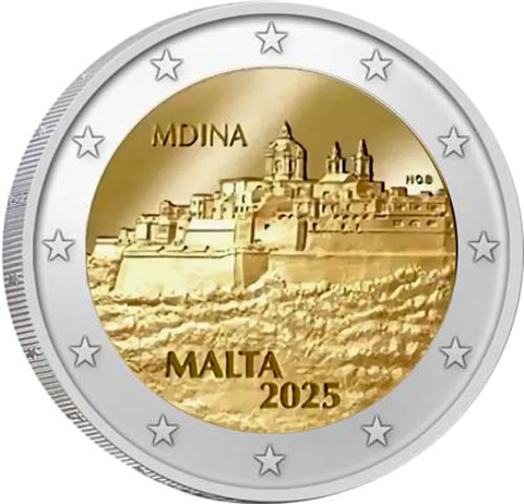 Malta-2Euro-2025-bfr-Stadtmauer-Mdina-RS