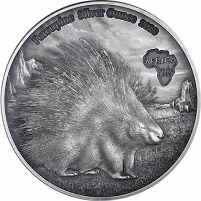 1 oz Silbermünzen Stachelschwein - Kongo 1000 Francs 2020 Porcupine Silver Ounce