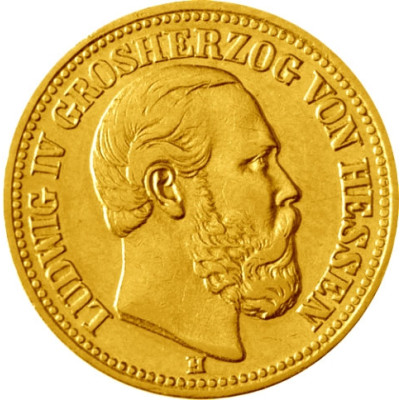 Reichsgoldmünzen Hessen Ludwig J. 219  10 Mark 1878-1888 Gold Ludwig IV. sammeln 