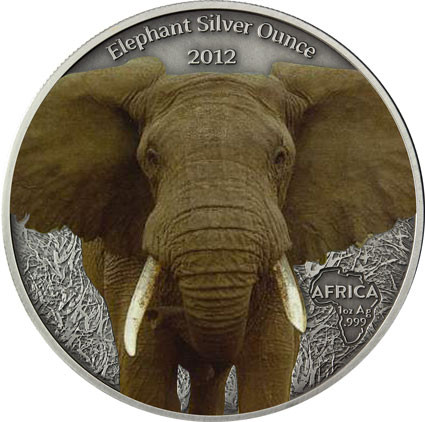 Gabun-1000Francs-2012-AgAf-Elefant-Farbmotiv-RS