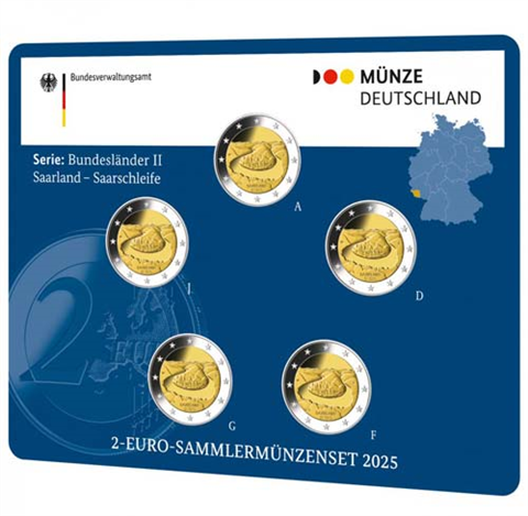 Deutschland-5x2Euro-2025-Stempelglanz-Münzen-Saarschleife-Folder-RS-VS