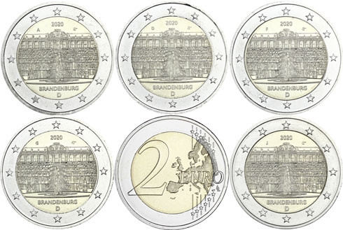 Deutschland-5-x-2-Euro-2020-Brandenburg-ADFGJ