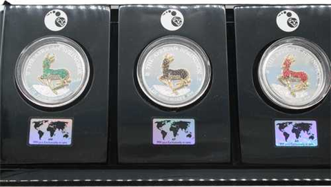 Afrika Gabun-5x1000Francs-2014-AUPP-Springbok Kristalle-Etui