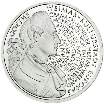 Deutschland 10 DM Silber 1999 Johann Wolfgang von Goethe - Kulturstadt Weimar 