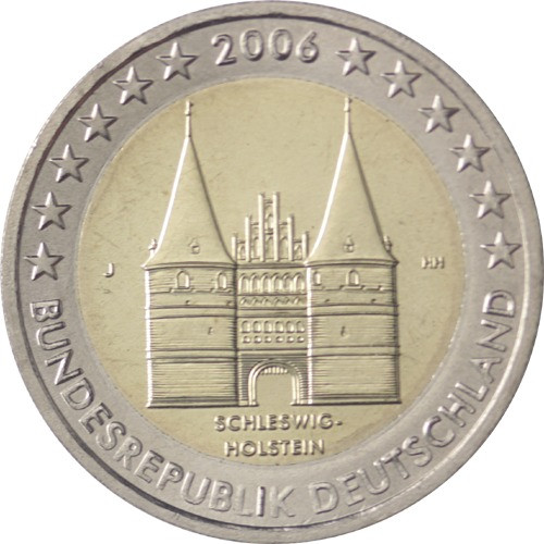 Deutschland 2 Euro 2006 bfr. Holstentor Lübeck im Satz A - J