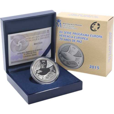 Spanien-10Euro-2015-AGPP-70JahreFrieden-Etui